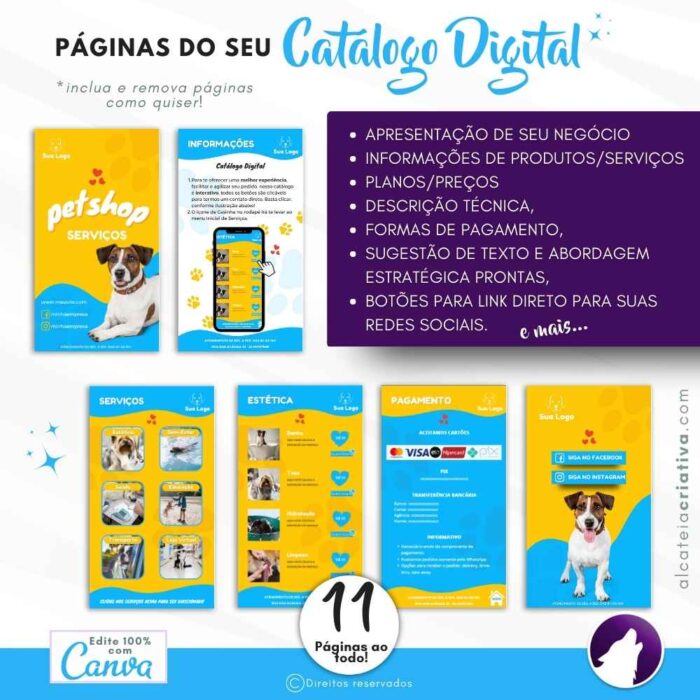 Catálogo digital interativo | Pet Shop Patinhas Feliz | Template Canva | Catálogo Exclusivo  | Catálogo de Serviços para Pet Shop - Image 3
