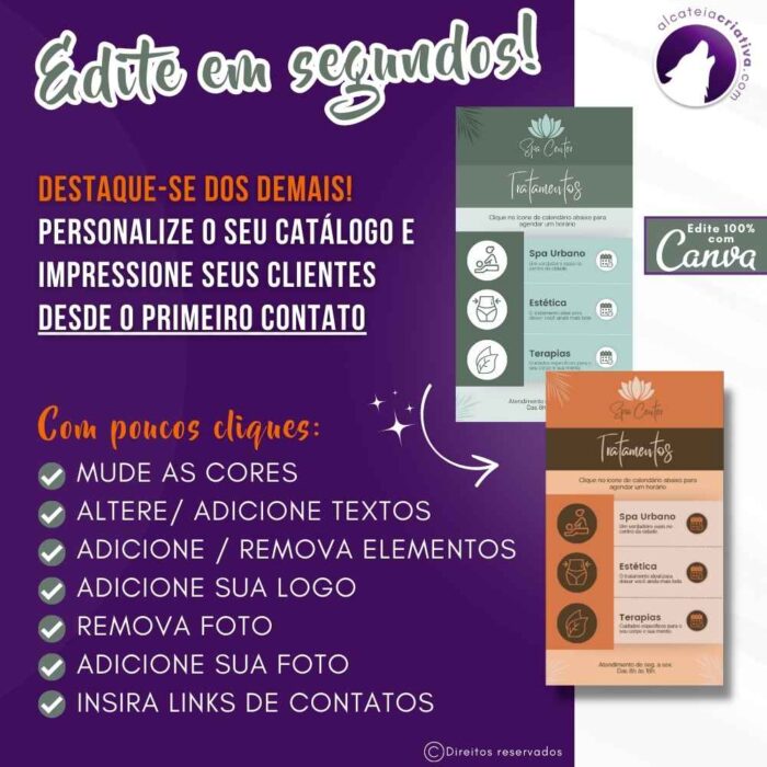 Catálogo digital interativo | Receba contatos no Whatsapp | Template Canva | Catálogo Exclusivo para seu negócio  | Catálogo de Serviços de bem-estar, relaxamento, Spa, Massagem - Image 4