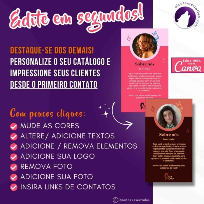 Catálogo Digital | Salão de Beleza | Cabeleireira Serviços de Corte e Tintura Hidratação | Cor Rosa Iluminado | Template Editável Canva - Image 4