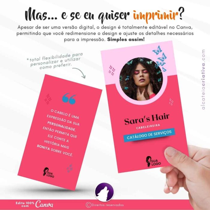Catálogo Digital | Salão de Beleza | Cabeleireira Serviços de Corte e Tintura Hidratação | Cor Rosa Iluminado | Template Editável Canva - Image 5