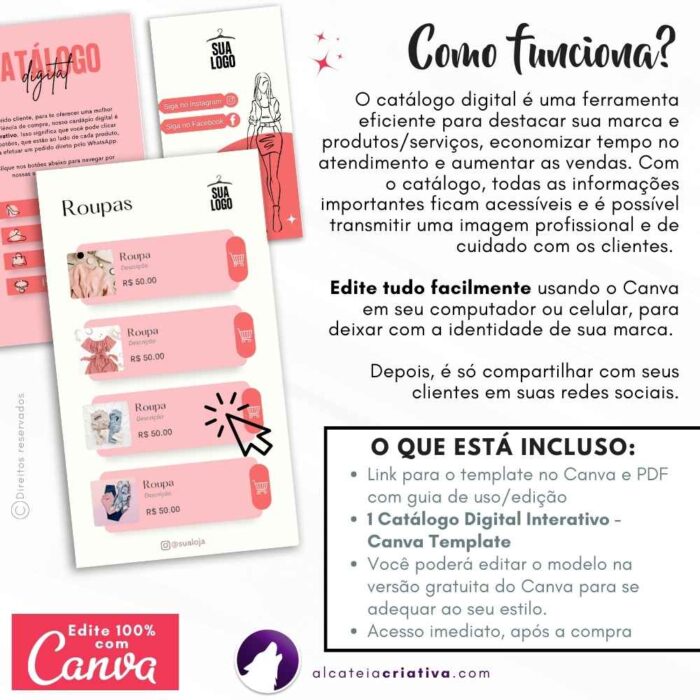 Catálogo Digital Rosa Fashion | Modelo Lojinha | Design Clean | Com Menus e Seções | Template Editável | Canva - Image 6