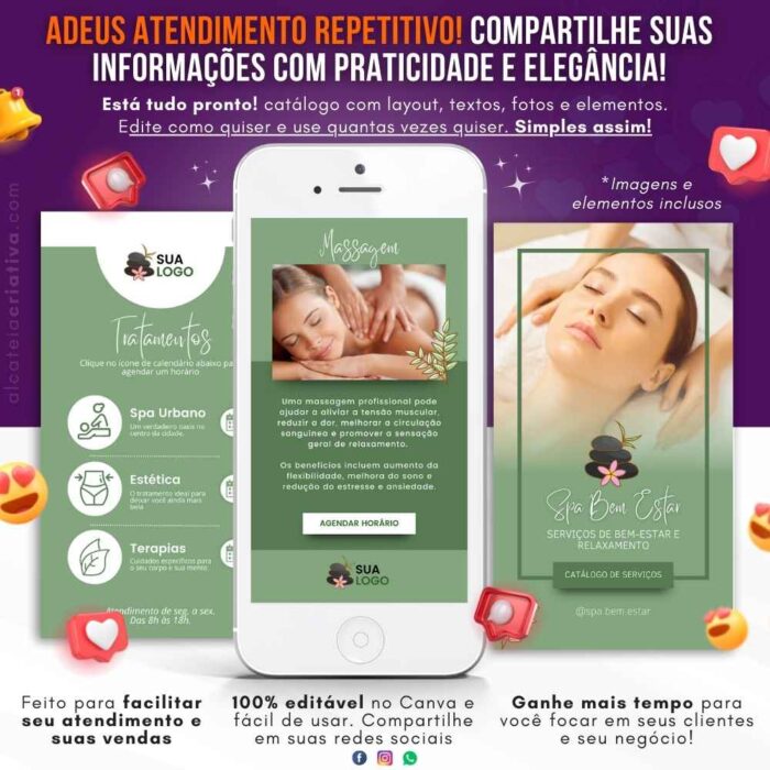 Catálogo Digital | Spa Bem-estar | Serviços de bem-estar e relaxamento | Cor Verde | Template Editável Canva - Image 2