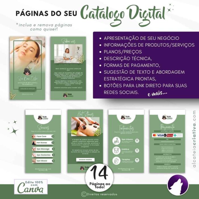 Catálogo Digital | Spa Bem-estar | Serviços de bem-estar e relaxamento | Cor Verde | Template Editável Canva - Image 3