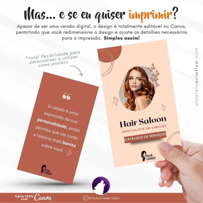 Catálogo Digital | Salão Hair Saloon | Cabeleireira Serviços de Corte e Tintura | Cor Rosa Rosé | Template Editável Canva - Image 5
