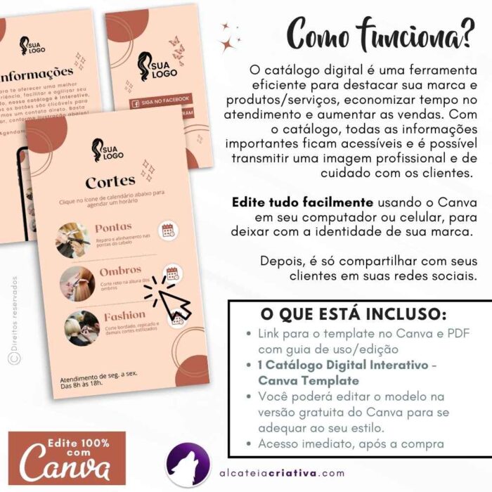 Catálogo Digital | Salão Hair Saloon | Cabeleireira Serviços de Corte e Tintura | Cor Rosa Rosé | Template Editável Canva - Image 6