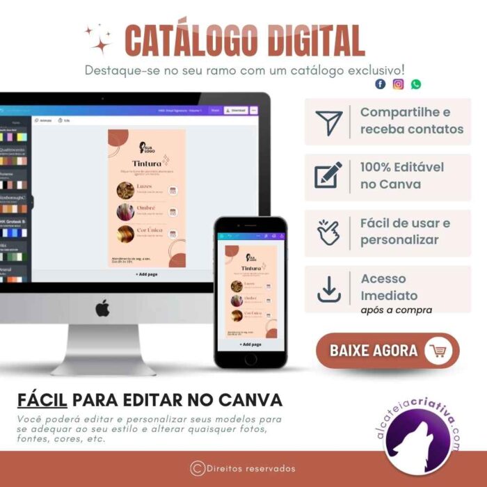 Catálogo Digital | Salão Hair Saloon | Cabeleireira Serviços de Corte e Tintura | Cor Rosa Rosé | Template Editável Canva - Image 7