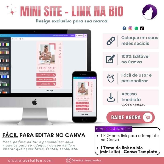 Mini Site Editável Para Link Na Bio | Instagram | TikTok | Template Editável Canva | Link Na Bio para Consultoras de Modas, Visagismo, Fashion Consultant - Image 5