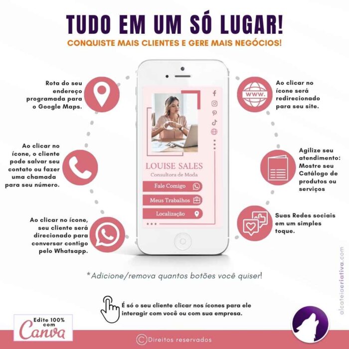 Mini Site Editável Para Link Na Bio | Instagram | TikTok | Template Editável Canva | Link Na Bio para Consultoras de Modas, Visagismo, Fashion Consultant - Image 3