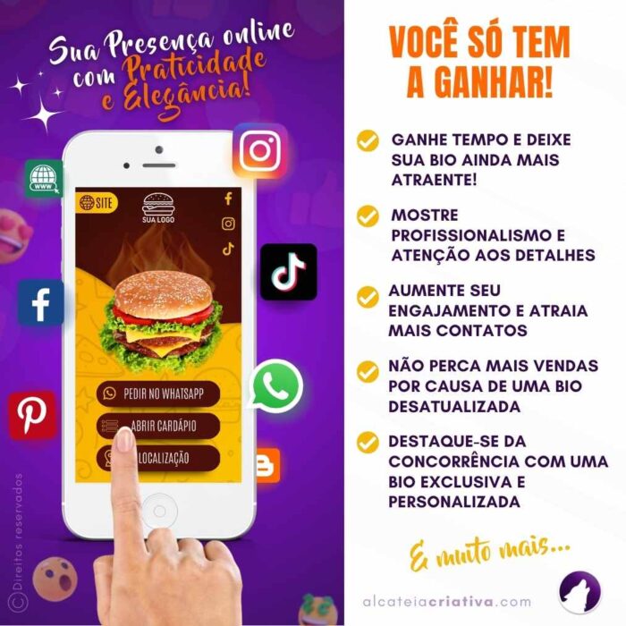 Mini Site Editável Para Link Na Bio | Instagram | TikTok | Template Editável Canva | Link Na Bio para Lanchonete e Delivery - Image 2