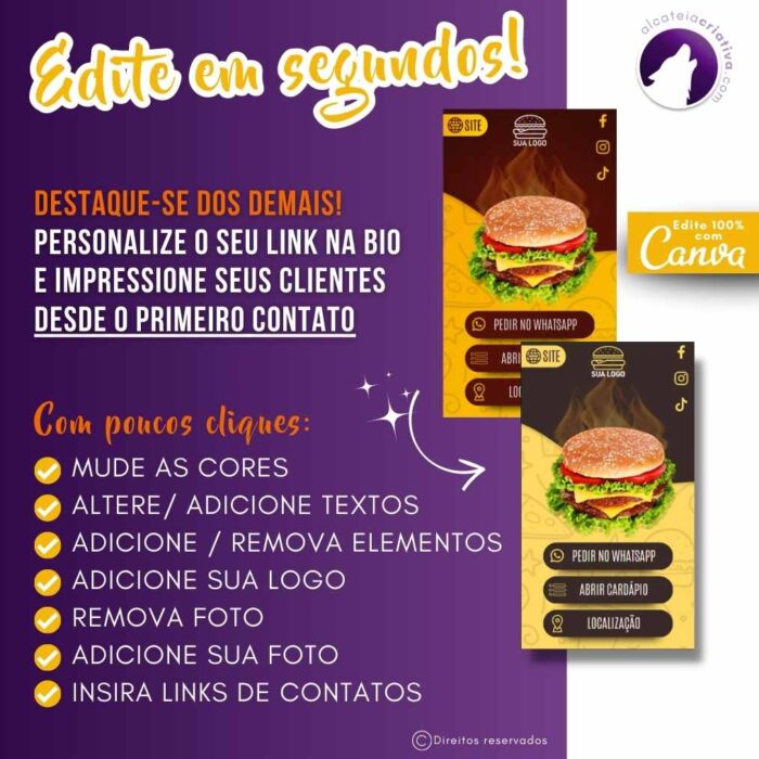 Mini Site Editável Para Link Na Bio | Instagram | TikTok | Template Editável Canva | Link Na Bio para Lanchonete e Delivery - Image 4