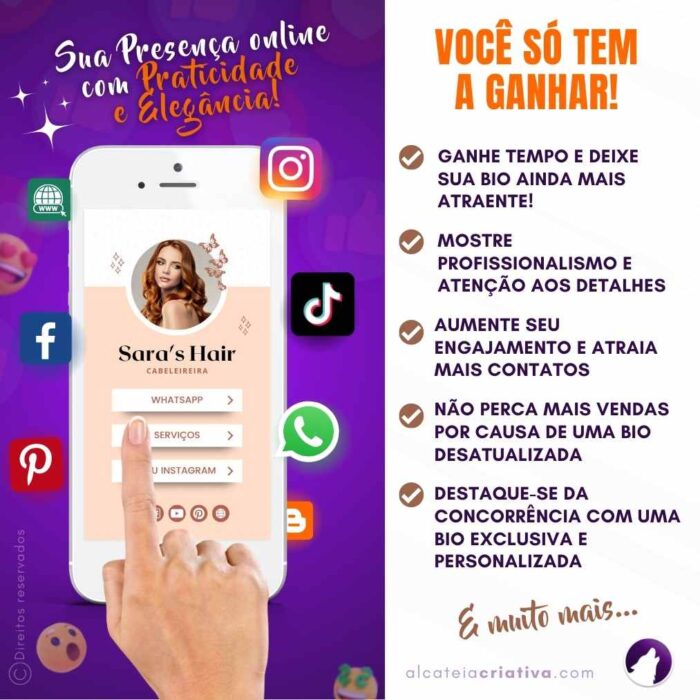 Mini Site Editável Para Link Na Bio | Instagram | TikTok | Template Editável Canva | Link Na Bio para Salão de Beleza, Cabeleireiras - Image 2