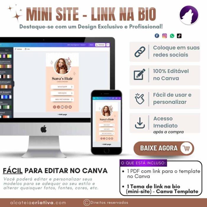 Mini Site Editável Para Link Na Bio | Instagram | TikTok | Template Editável Canva | Link Na Bio para Salão de Beleza, Cabeleireiras - Image 5