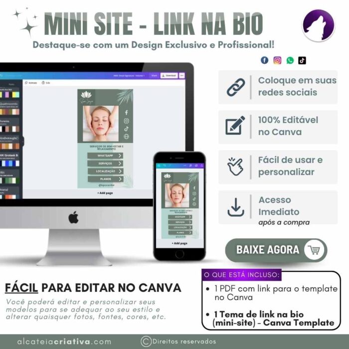 Mini Site Editável Para Link Na Bio | Instagram | TikTok | Template Editável Canva | Link Na Bio para Spa, Casa de Relaxamento, Estética - Image 5