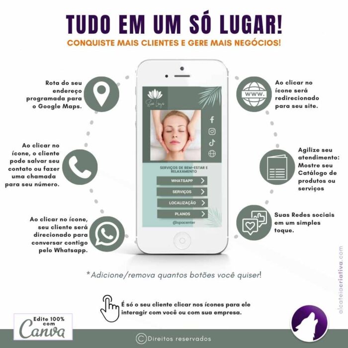 Mini Site Editável Para Link Na Bio | Instagram | TikTok | Template Editável Canva | Link Na Bio para Spa, Casa de Relaxamento, Estética - Image 3