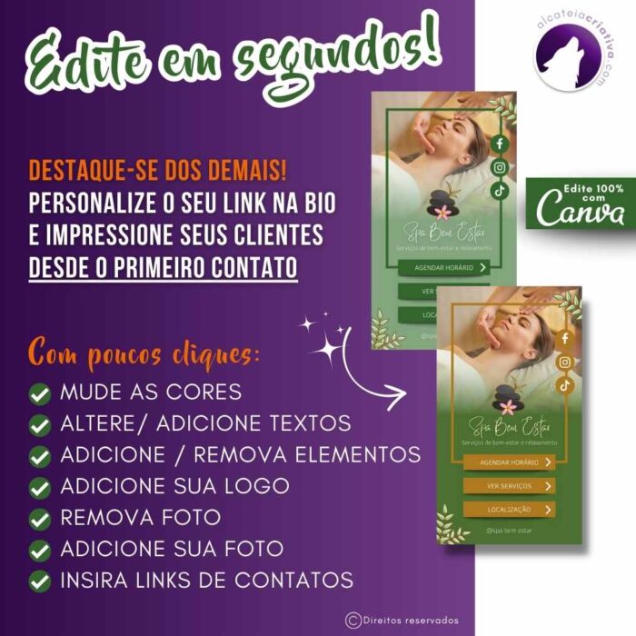 Mini Site Editável Para Link Na Bio | Instagram | TikTok | Template Editável Canva | Link Na Bio para Spas e Casas de Repouso - Image 4