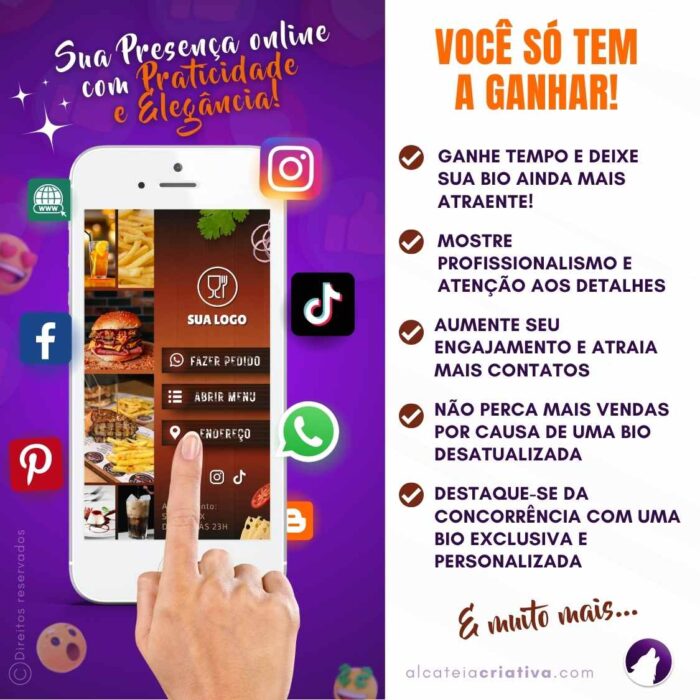 Mini-site editável Para Link Na Bio Para Churrascarias e Lanchonetes | Instagram, TikTok | Design Criativo Gradiente | Template Editável | Canva - Image 2