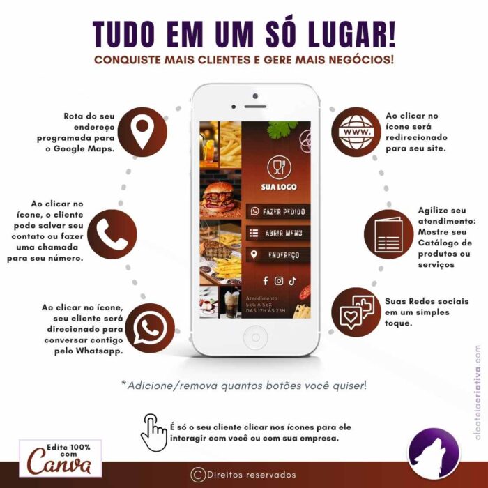 Mini-site editável Para Link Na Bio Para Churrascarias e Lanchonetes | Instagram, TikTok | Design Criativo Gradiente | Template Editável | Canva - Image 3