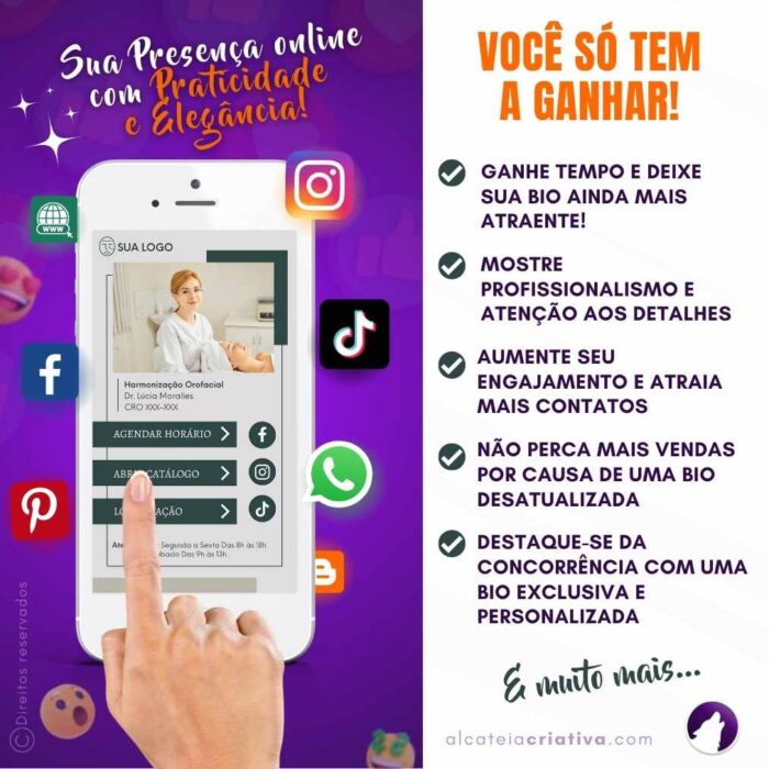 Mini-site editável Para Link Na Bio Para Consultórios de Harmonização orofacial | Dentista | Verde e Cinza | Instagram, Tik Tok | Template Editável | Canva - Image 2