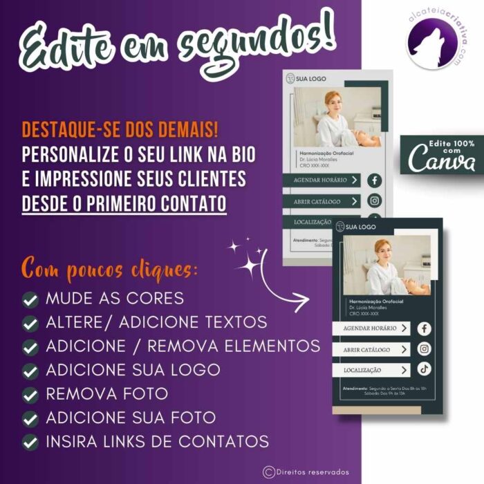 Mini-site editável Para Link Na Bio Para Consultórios de Harmonização orofacial | Dentista | Verde e Cinza | Instagram, Tik Tok | Template Editável | Canva - Image 4