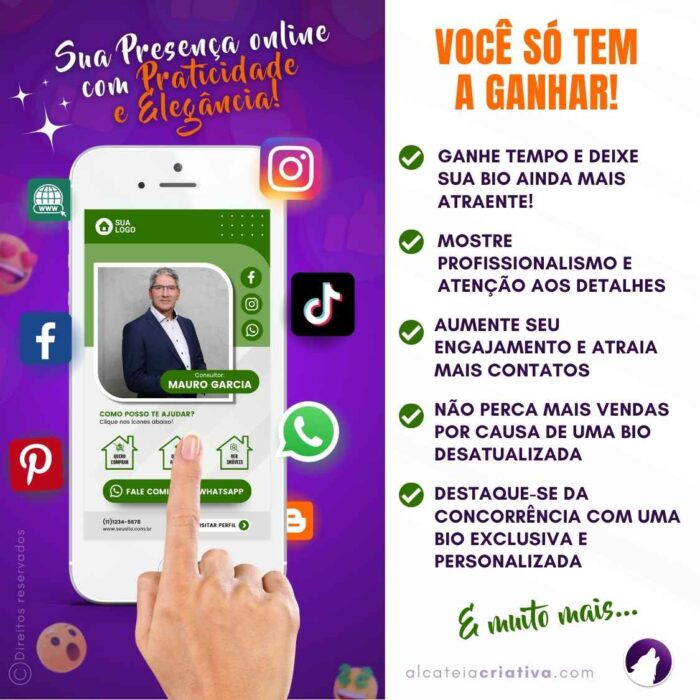 Mini-site editável Para Link Na Bio Para Corretor Imobiliário, Consultor de Imóveis, Imobiliárias | Instagram, TikTok | Design Criativo Gradiente Verde | Template Editável | Canva - Image 2