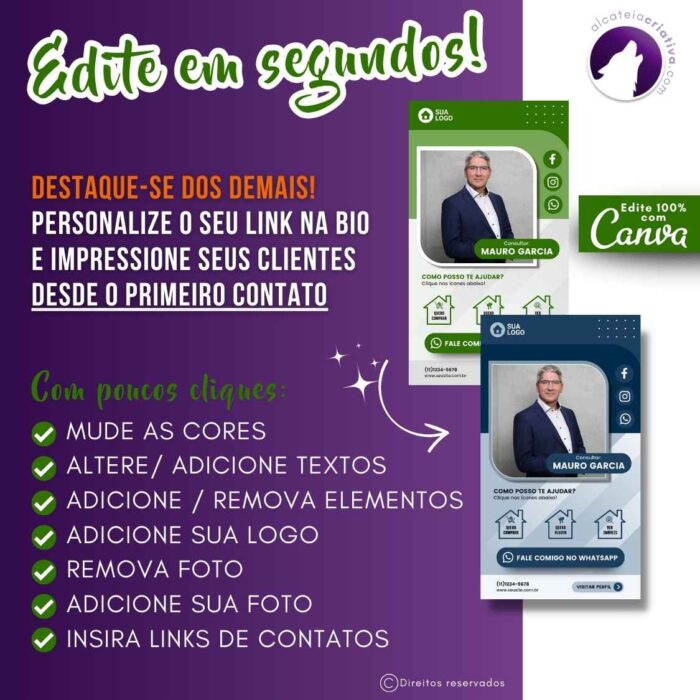 Mini-site editável Para Link Na Bio Para Corretor Imobiliário, Consultor de Imóveis, Imobiliárias | Instagram, TikTok | Design Criativo Gradiente Verde | Template Editável | Canva - Image 4