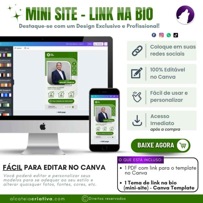 Mini-site editável Para Link Na Bio Para Corretor Imobiliário, Consultor de Imóveis, Imobiliárias | Instagram, TikTok | Design Criativo Gradiente Verde | Template Editável | Canva - Image 5