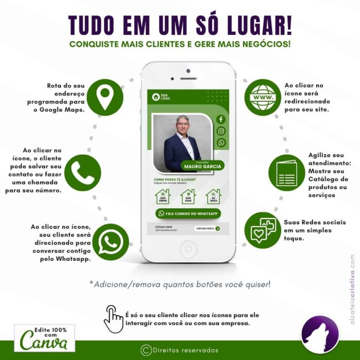 Mini-site editável Para Link Na Bio Para Corretor Imobiliário, Consultor de Imóveis, Imobiliárias | Instagram, TikTok | Design Criativo Gradiente Verde | Template Editável | Canva - Image 3