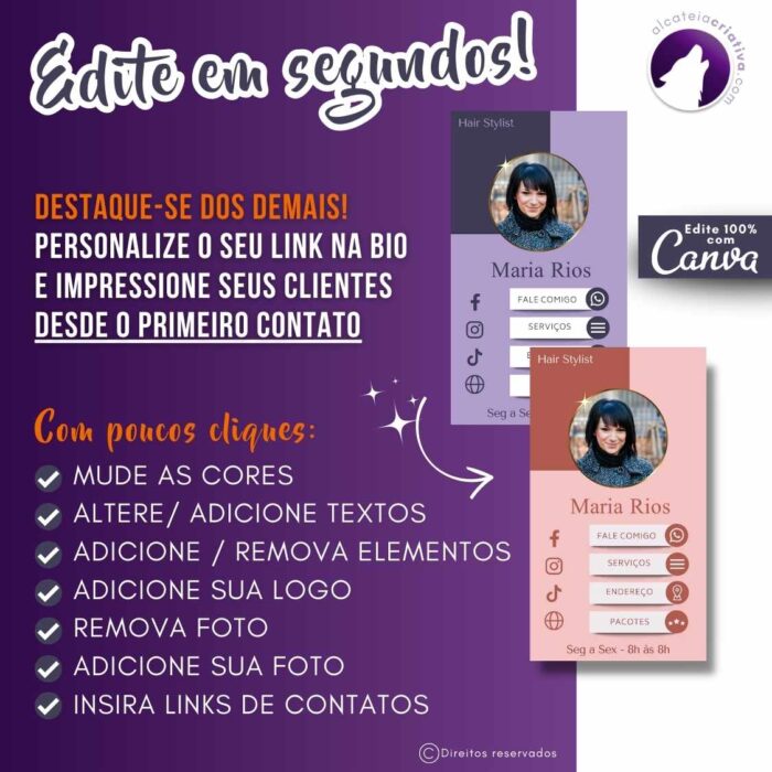 Mini-site editável Para Link Na Bio Para Hair Stylist Cabeleireira | Instagram, Tiktok | Template Editável | Canva - Image 4