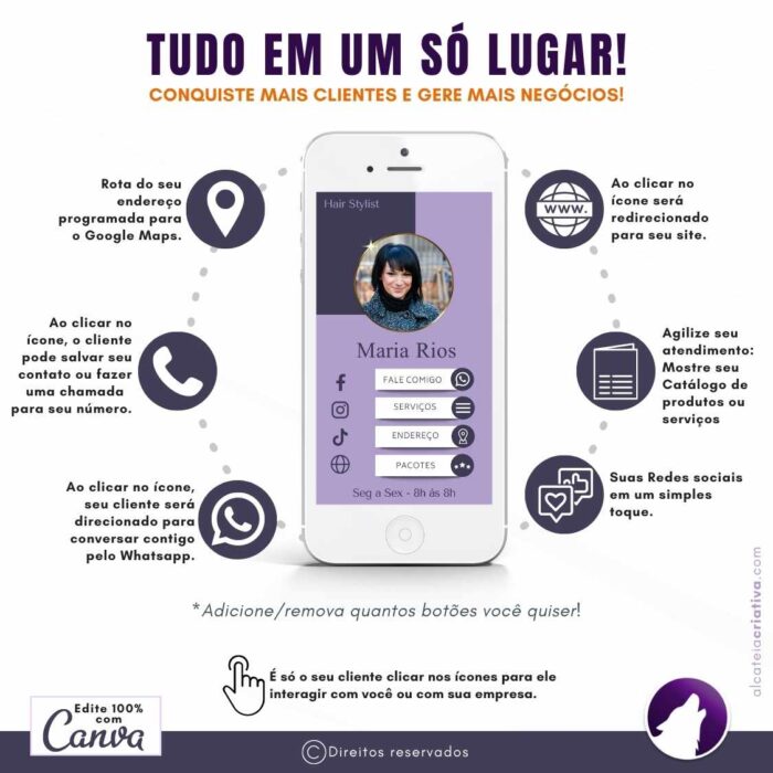 Mini-site editável Para Link Na Bio Para Hair Stylist Cabeleireira | Instagram, Tiktok | Template Editável | Canva - Image 3
