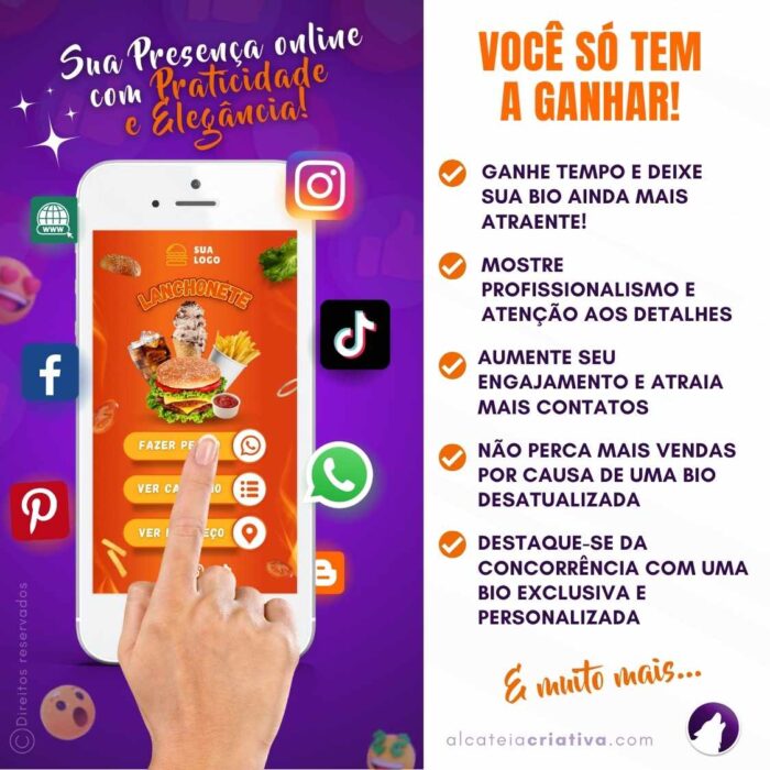 Mini-site editável Para Link Na Bio Para Lanchonetes, FoodTruck, Lanches | Instagram, TikTok | Design Criativo | Template Editável | Canva - Image 2