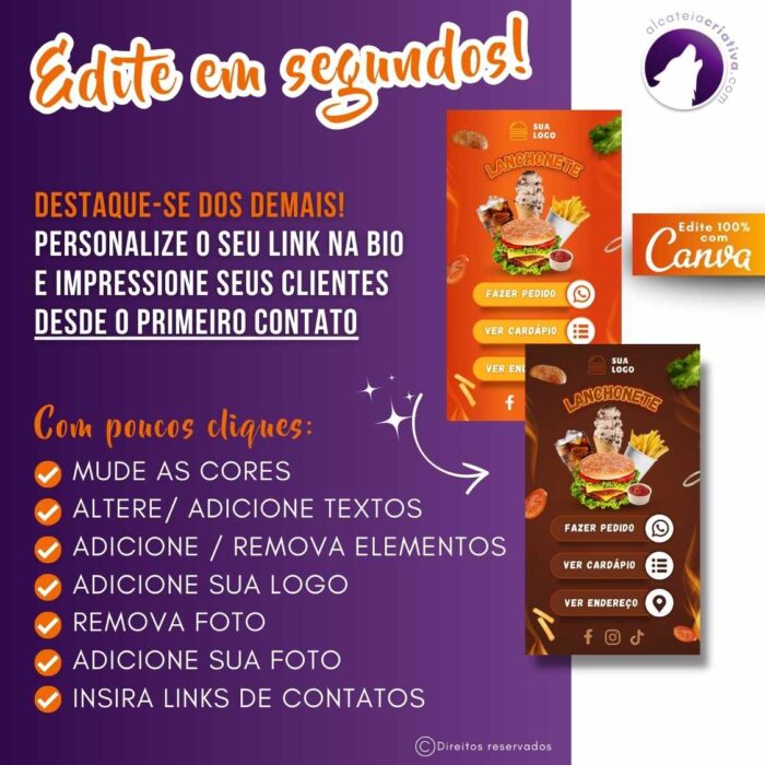 Mini-site editável Para Link Na Bio Para Lanchonetes, FoodTruck, Lanches | Instagram, TikTok | Design Criativo | Template Editável | Canva - Image 4
