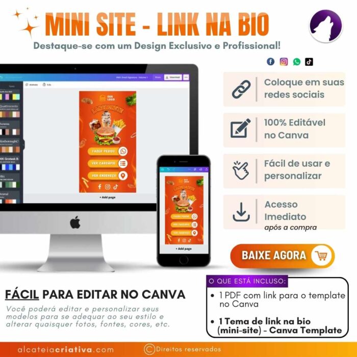 Mini-site editável Para Link Na Bio Para Lanchonetes, FoodTruck, Lanches | Instagram, TikTok | Design Criativo | Template Editável | Canva - Image 5