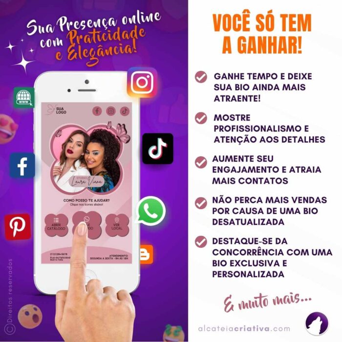 Mini-site editável Para Link Na Bio Para Maquiadora, Beauty Concept, Studio de Beleza | Instagram, TikTok | Design Criativo Gradiente Rosé Elegante | Template Editável | Canva - Imagem 2