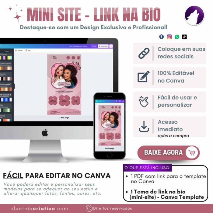 Mini-site editável Para Link Na Bio Para Maquiadora, Beauty Concept, Studio de Beleza | Instagram, TikTok | Design Criativo Gradiente Rosé Elegante | Template Editável | Canva - Imagem 5