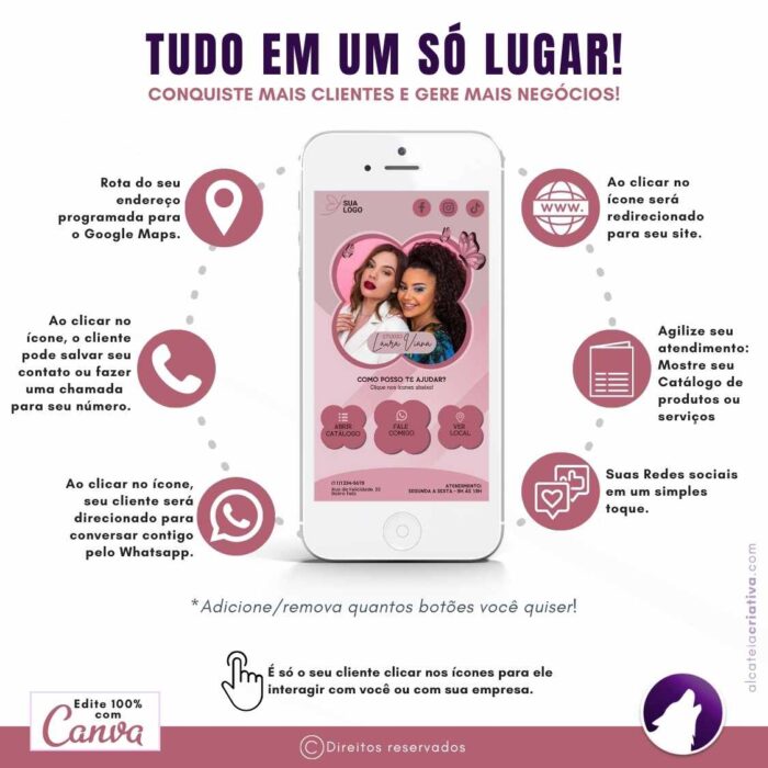 Mini-site editável Para Link Na Bio Para Maquiadora, Beauty Concept, Studio de Beleza | Instagram, TikTok | Design Criativo Gradiente Rosé Elegante | Template Editável | Canva - Imagem 3