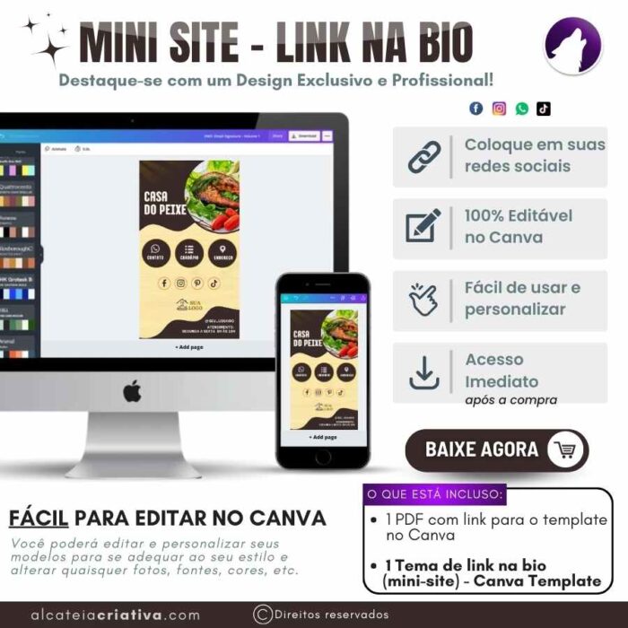 Mini-site editável Para Link Na Bio Para Peixaria e Petiscarias, Pesque e Pague, Casa do Peixe | Instagram, TikTok | Template Editável | Design Criativo e Moderno | Canva - Image 5