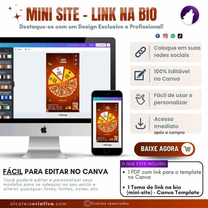 Mini-site editável Para Link Na Bio Para Pizzarias, Lanchonetes, Restaurantes | Instagram, TikTok | Design Criativo Moderno | Template Editável | Canva - Image 5