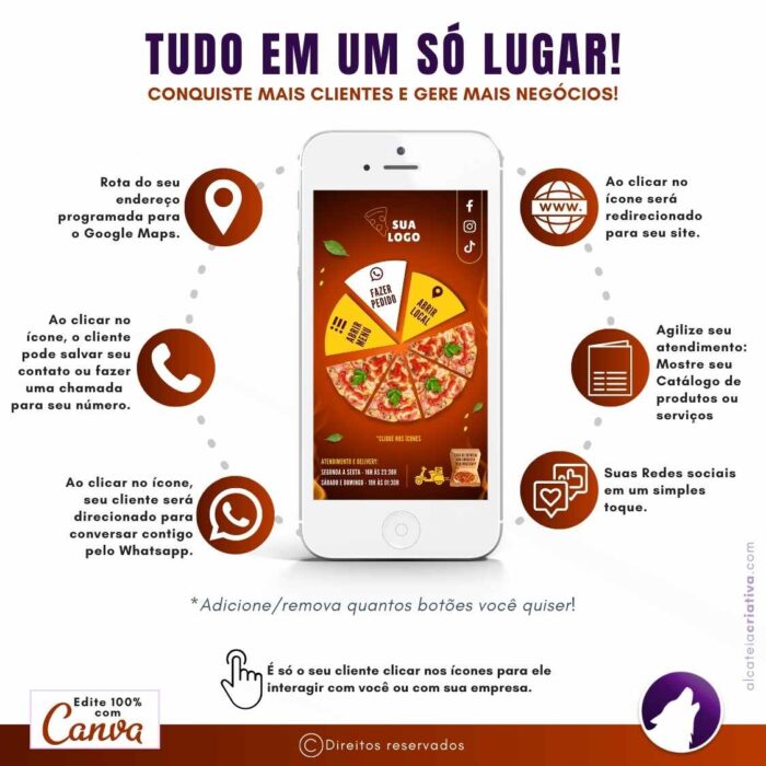 Mini-site editável Para Link Na Bio Para Pizzarias, Lanchonetes, Restaurantes | Instagram, TikTok | Design Criativo Moderno | Template Editável | Canva - Image 3