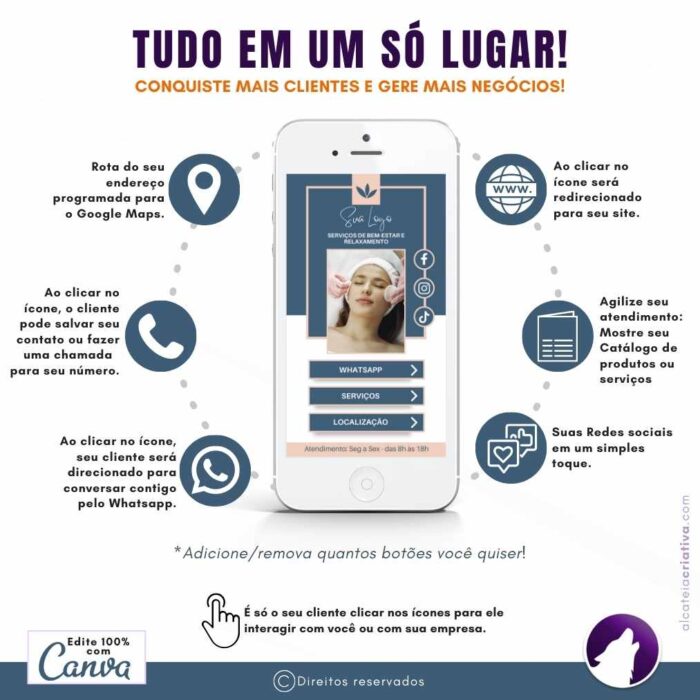 Mini-site editável Para Link Na Bio Para Spas e Casas de Relaxamento | Spa Relax | Instagram, Tik Tok | Template Editável | Canva - Image 3
