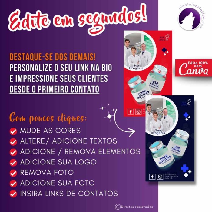 Mini-site Para Link Na Bio editável Para Farmácias, Drogarias e Profissionais da Saúde | Instagram, TikTok| Template Editável | Design Moderno e Criativo | Canva - Image 4