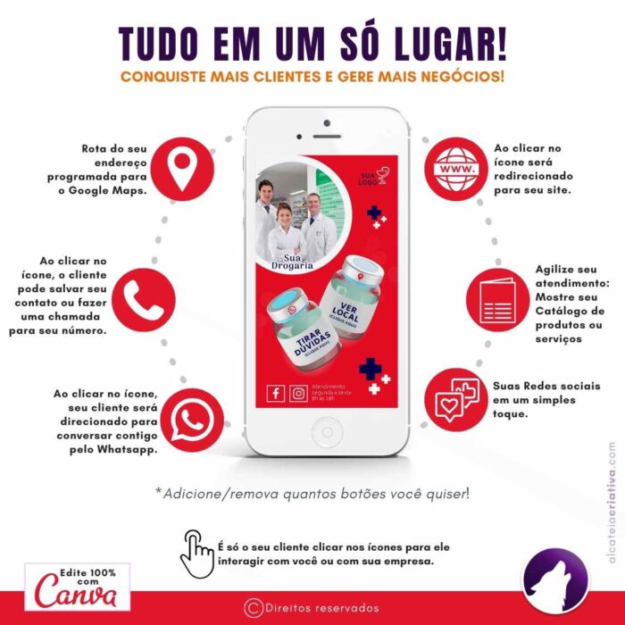 Mini-site Para Link Na Bio editável Para Farmácias, Drogarias e Profissionais da Saúde | Instagram, TikTok| Template Editável | Design Moderno e Criativo | Canva - Image 3