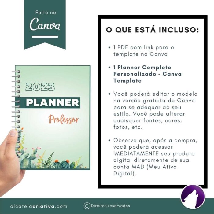 Planner Agenda Professor Profissional | Aquarela das Plantas | Completo Personalizado | Calendário, Plano de Aulas, Nota dos Alunos, etc | V1 | Template Editável | Canva - Image 6