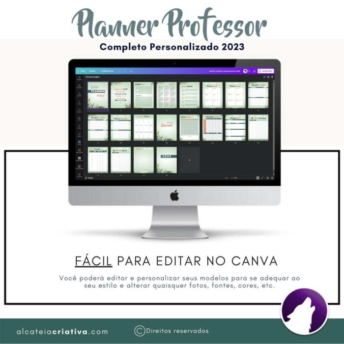 Planner Agenda Professor Profissional | Aquarela das Plantas | Completo Personalizado | Calendário, Plano de Aulas, Nota dos Alunos, etc | V1 | Template Editável | Canva - Image 7