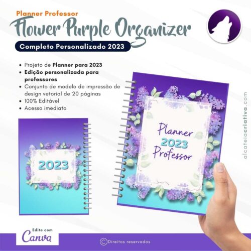 Planner Agenda Professor Profissional | Completo Personalizado | Calendário, Roda da Vida, Metas, Planos, Hábitos, etc | V1 | Template Editável | Canva