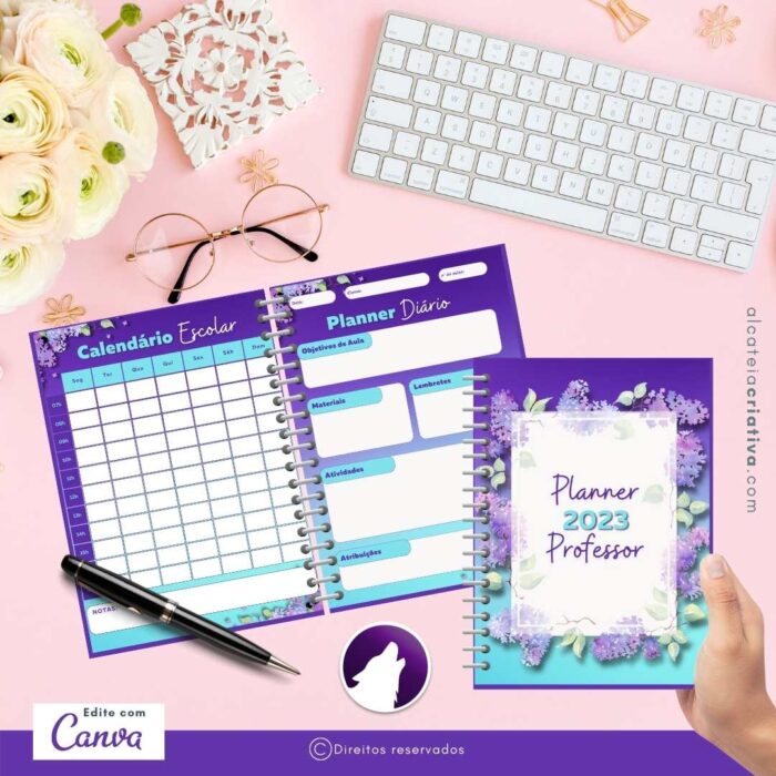 Planner Agenda Professor Profissional | Completo Personalizado | Calendário, Roda da Vida, Metas, Planos, Hábitos, etc | V1 | Template Editável | Canva - Image 2