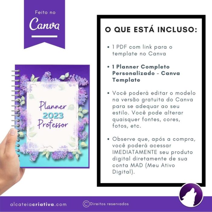 Planner Agenda Professor Profissional | Completo Personalizado | Calendário, Roda da Vida, Metas, Planos, Hábitos, etc | V1 | Template Editável | Canva - Image 5