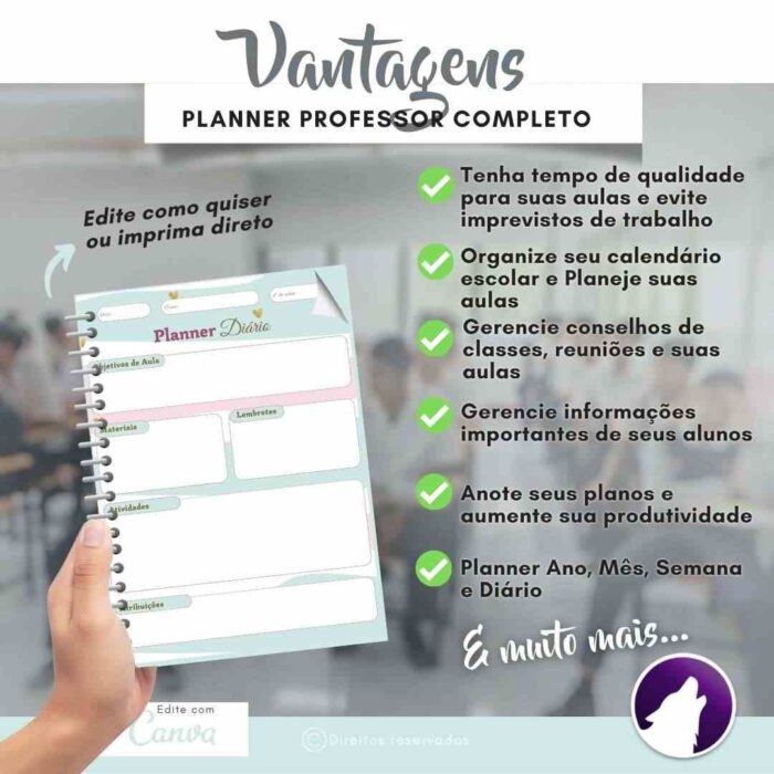 Planner Agenda Professor Profissional | Cute Rosa Azul Coração | Completo Personalizado | Calendário, Plano de Aulas, Nota dos Alunos, etc | V1 | Template Editável | Canva - Image 5