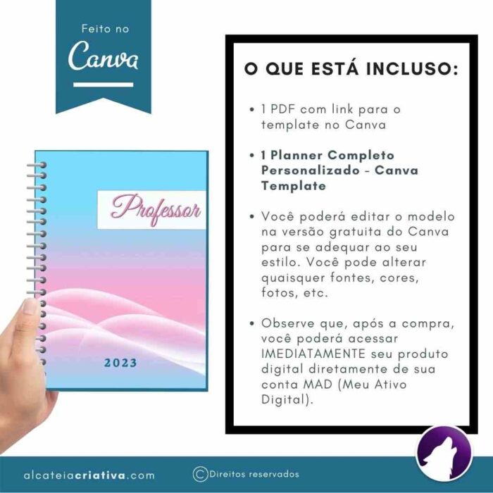 Planner Agenda Professor Profissional | Fenômeno Natural Rosa Azul  | Completo Personalizado | Calendário, Plano de Aulas, Nota dos Alunos, etc | V1 | Template Editável | Canva - Imagem 7