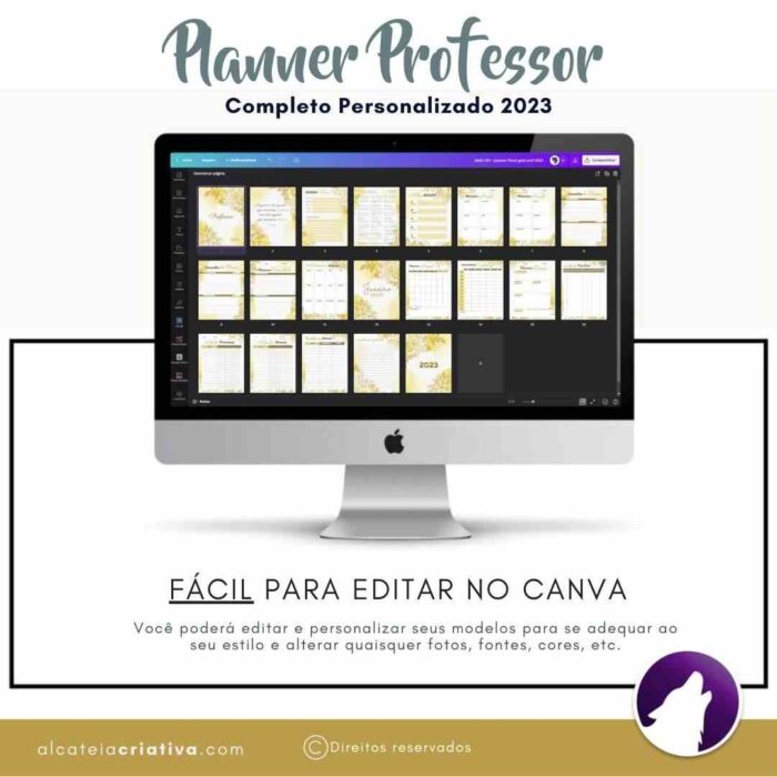 Planner Agenda Professor Profissional | Floral Gold | Completo Personalizado| Calendário, Plano de Aulas, Nota dos Alunos, etc | V1 | Template Editável | Canva - Image 6