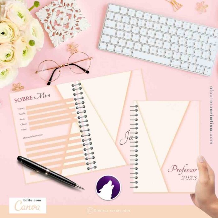 Planner Agenda Professor Profissional | Minimalista Rosinha | Completo Personalizado| Calendário, Hábitos, Plano de Aulas, Nota dos Alunos, etc | V1 | Template Editável | Canva - Image 2